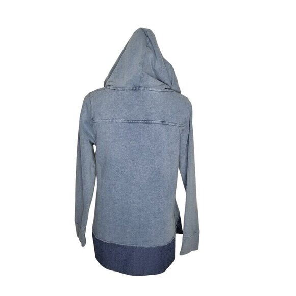 Soft Surroundings Womens Hooded Pullover Top PM Blue Cotton/Polyester Blend - Picture 2 of 13